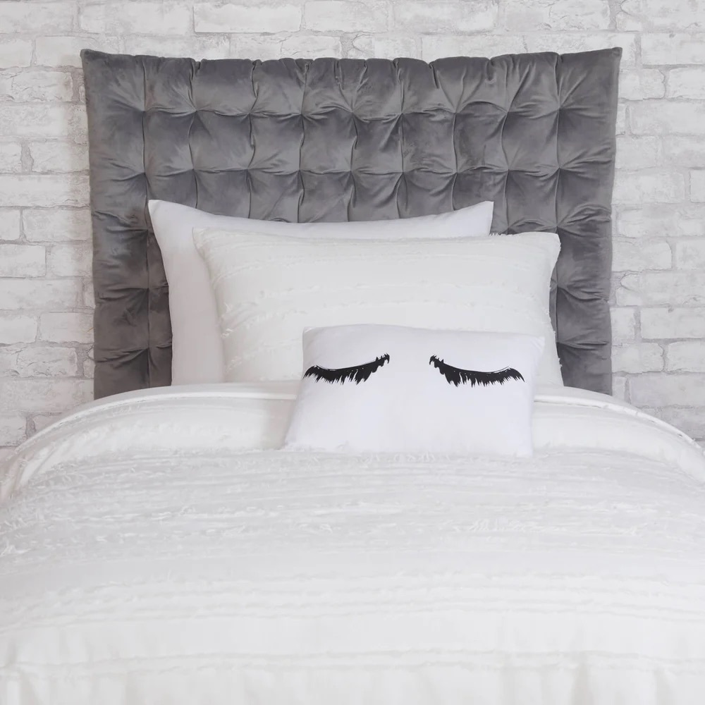 Grey plush dorm headboard